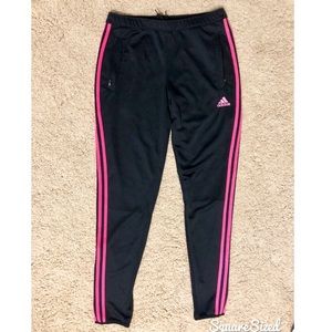 Adidas black sweatpants with pink accent medium